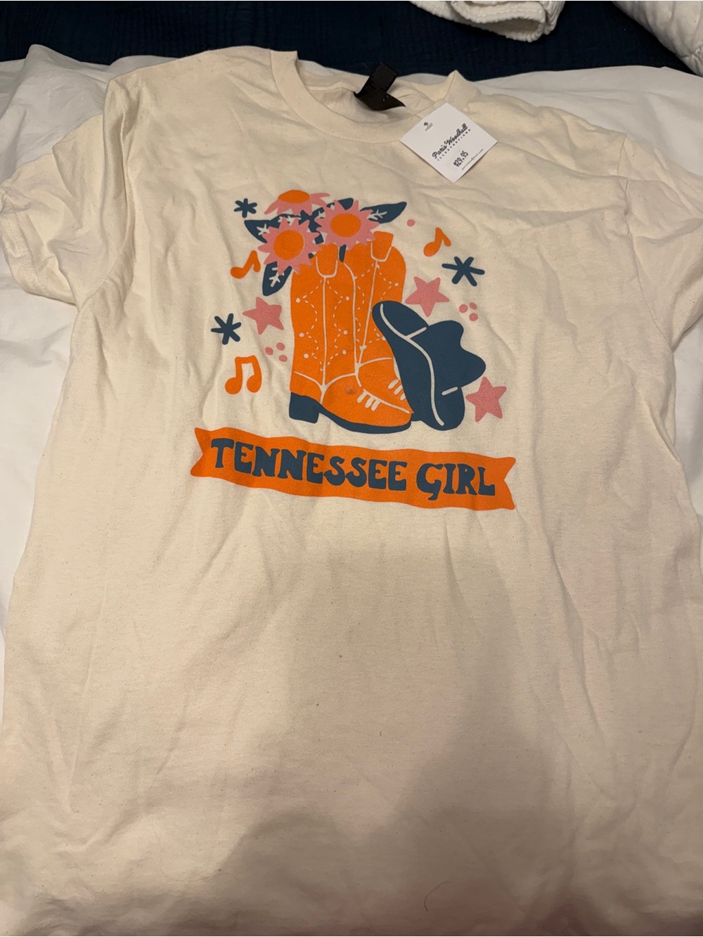 Tennessee Girl Graphic Tee - Cream with Orange & Blue